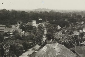 Penampakan Bukit Seguntang dari Menara Air, Palembang.